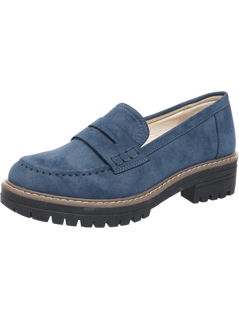 Women's Blue Loafers Shoes Platform Chunky Penny Loafer Lug Sole Comfortable